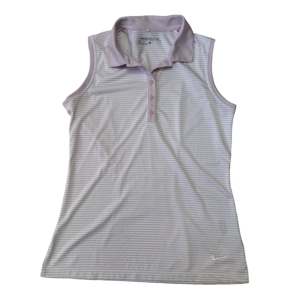 Nike Golf Women's Tank with Collar Size Small Dri-Fit White and Pink Stripe